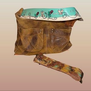 Katie Kalsi Oiled Leather Handbag with extra strap